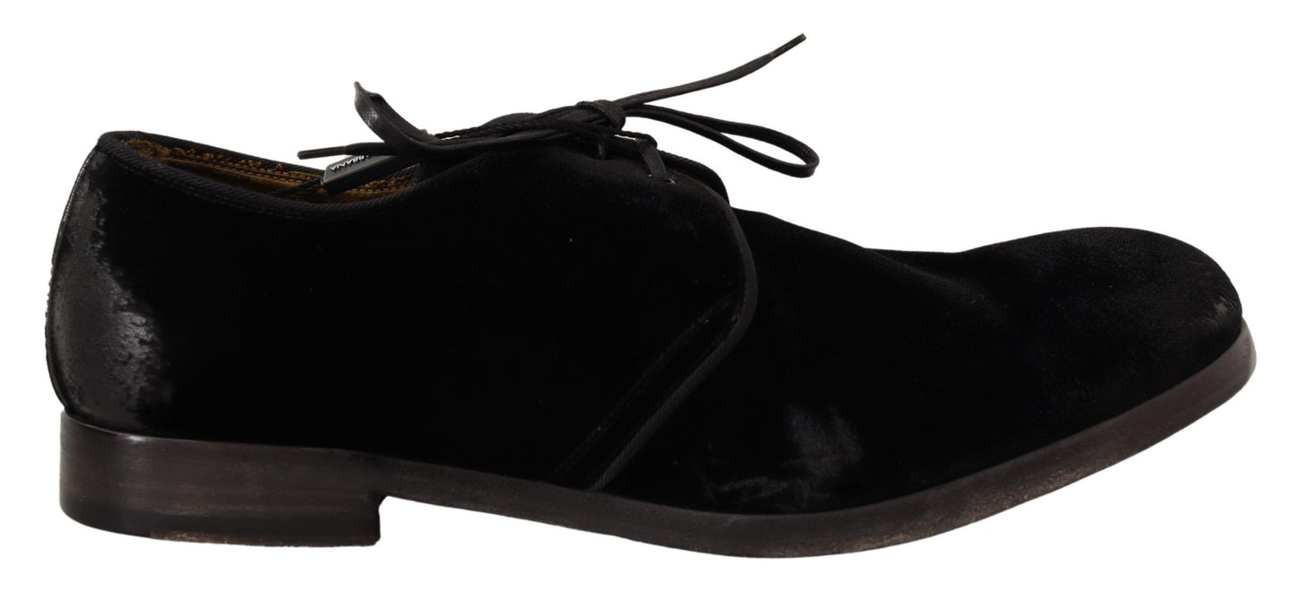 Dolce & Gabbana Elegant Black Velvet Derby Shoes