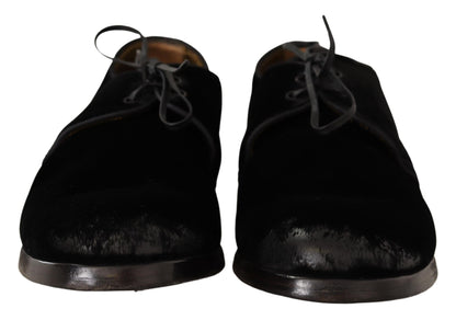 Dolce & Gabbana Elegant Black Velvet Derby Shoes