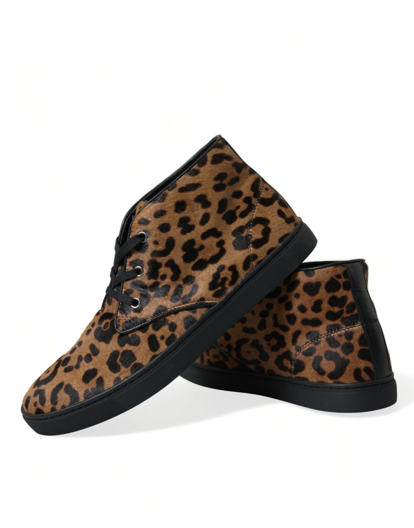 Dolce & Gabbana Elegant Leopard Print Mid-Top Sneakers