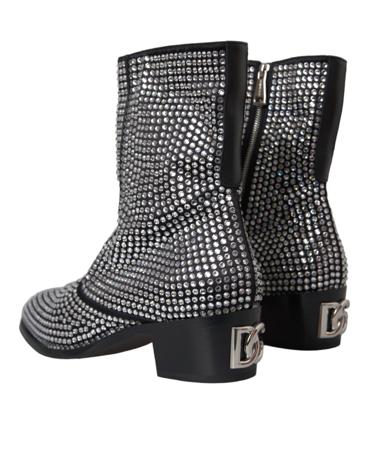 Dolce & Gabbana Black Rhinestone Crystal Chelsea Boots Shoes