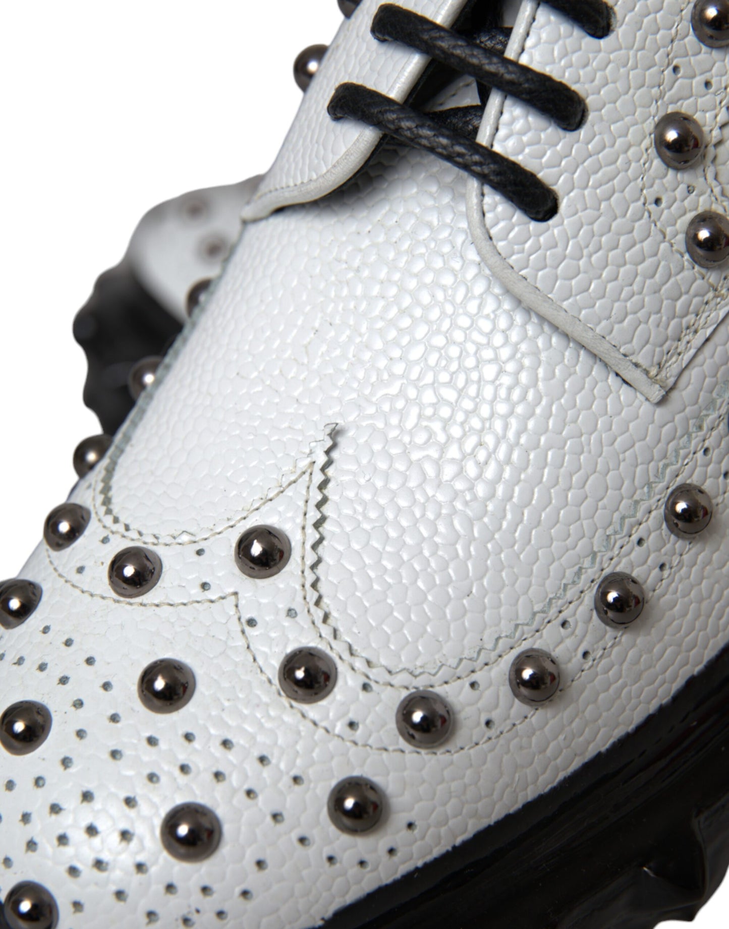 Dolce & Gabbana Black White Embellished Derby Formal Shoes