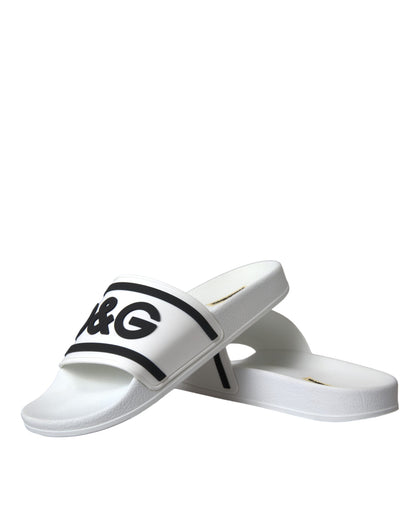 Dolce & Gabbana White Black Sandals Rubber Beachwear Shoes