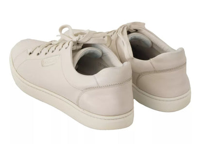 Dolce & Gabbana White Casual Leather Logo Men Sneakers Shoes