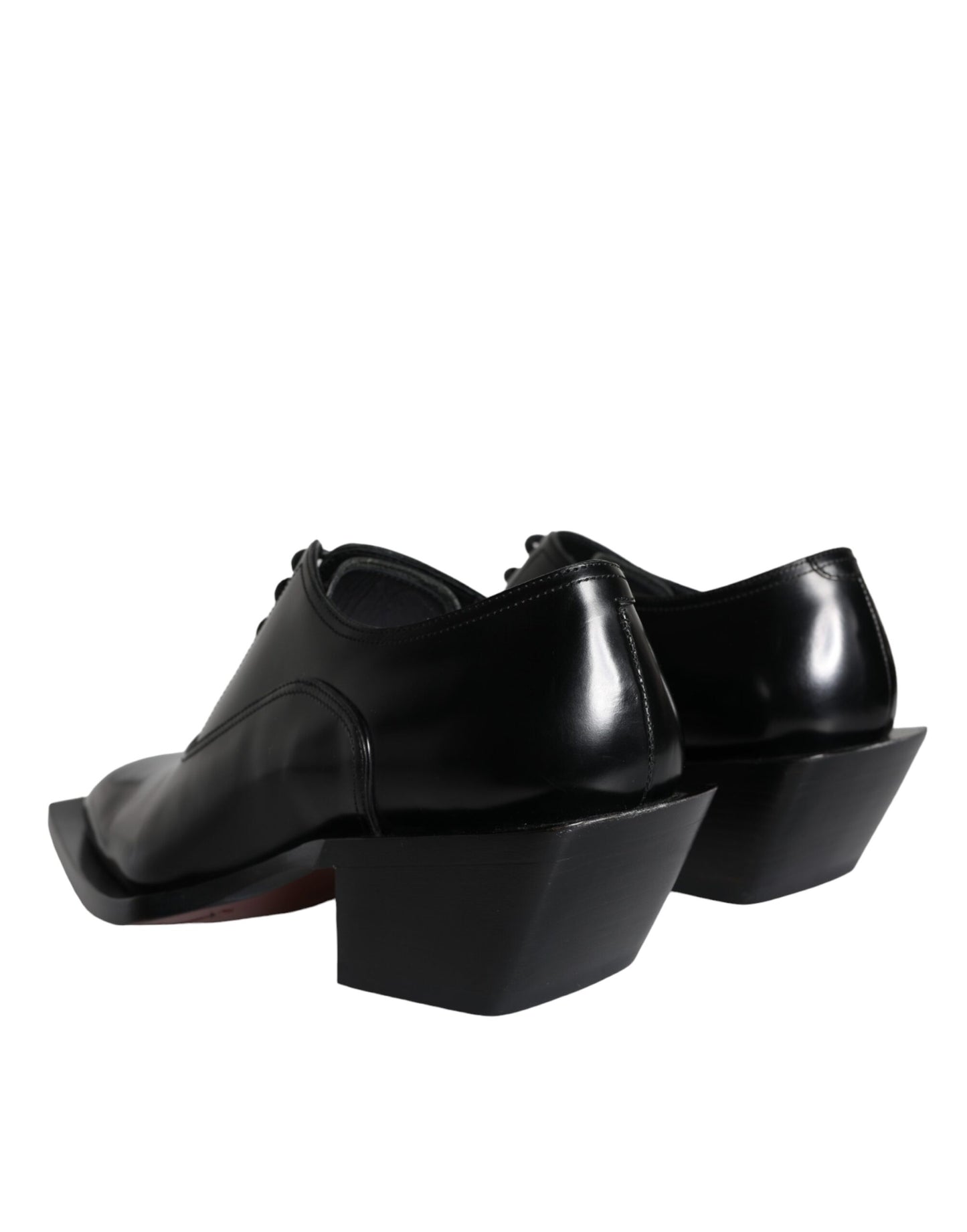 Dolce & Gabbana Black Calfskin Leather Derby Dress Men Shoes