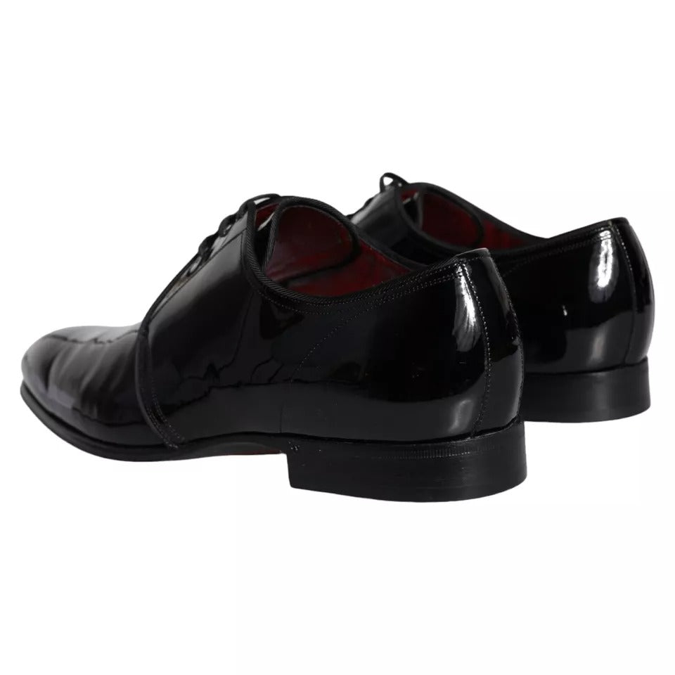 Dolce & Gabbana Black Patent Leather Derby Men Dress Shoes