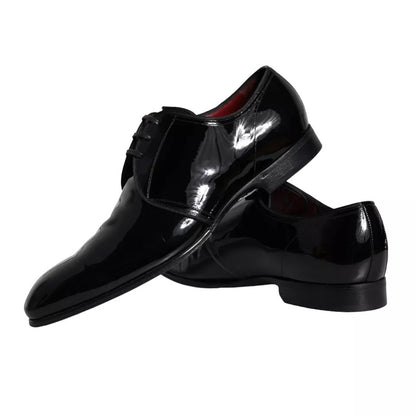 Dolce & Gabbana Black Patent Leather Derby Men Dress Shoes