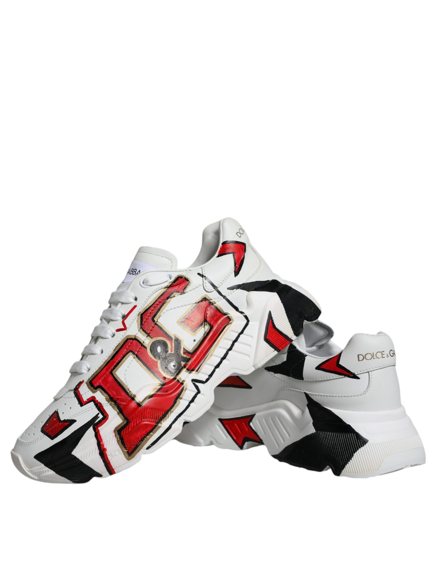 Dolce & Gabbana White Daymaster Hand Painted Sneakers Shoes