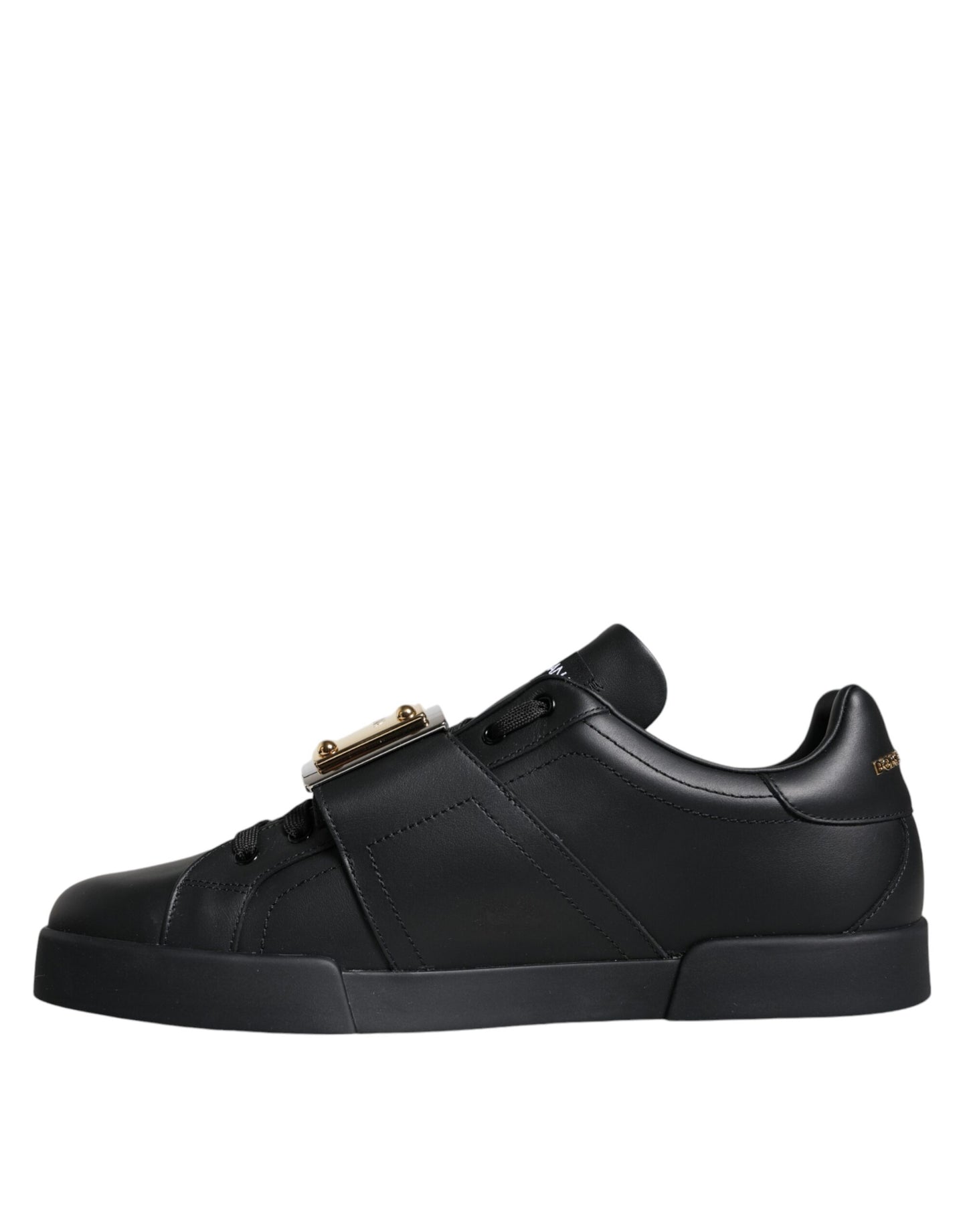 Dolce & Gabbana Black Leather Low Top Portofino Sneakers Shoes