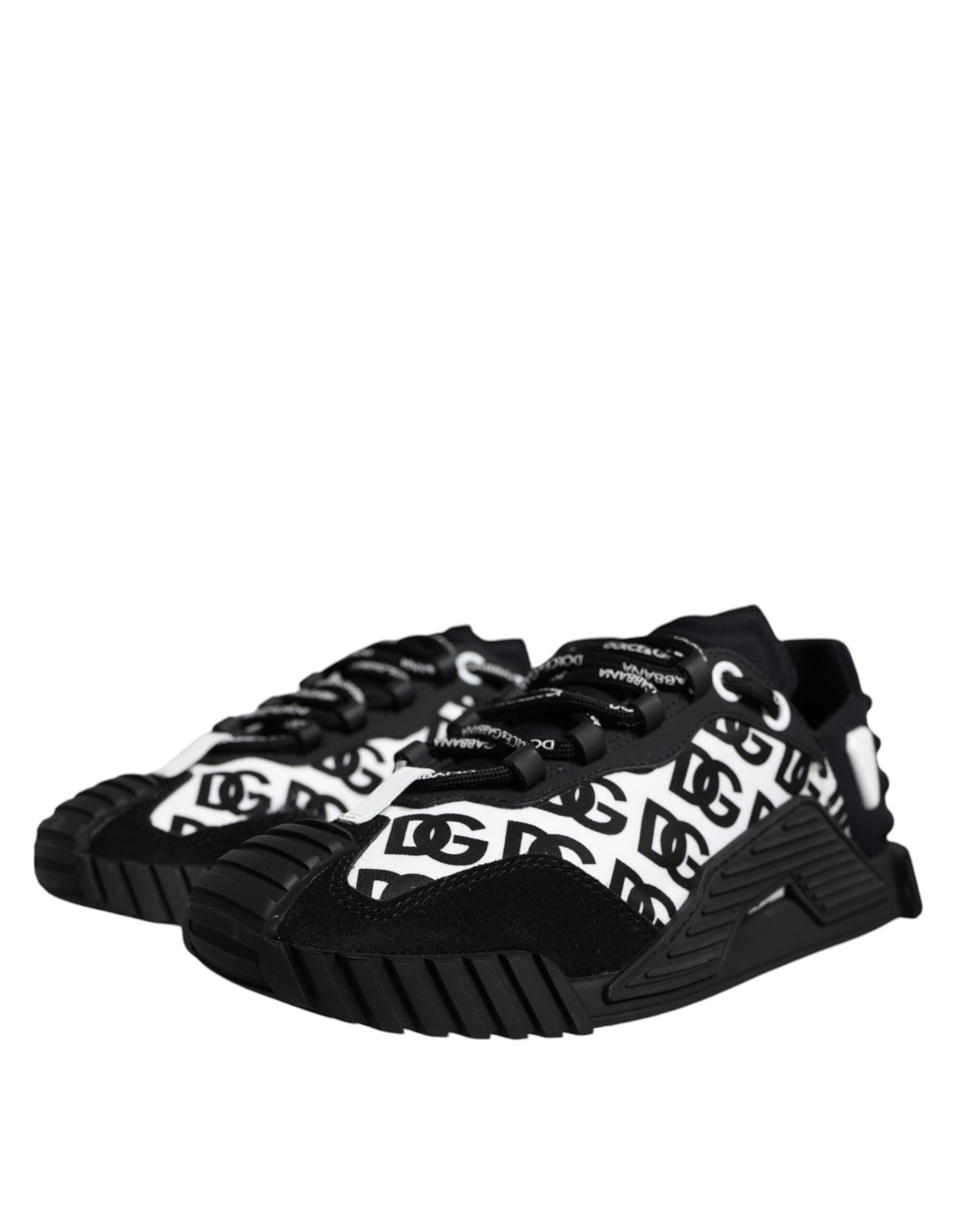 Dolce & Gabbana Black Logo Lace Up Low Top NS1 Sneakers Shoes