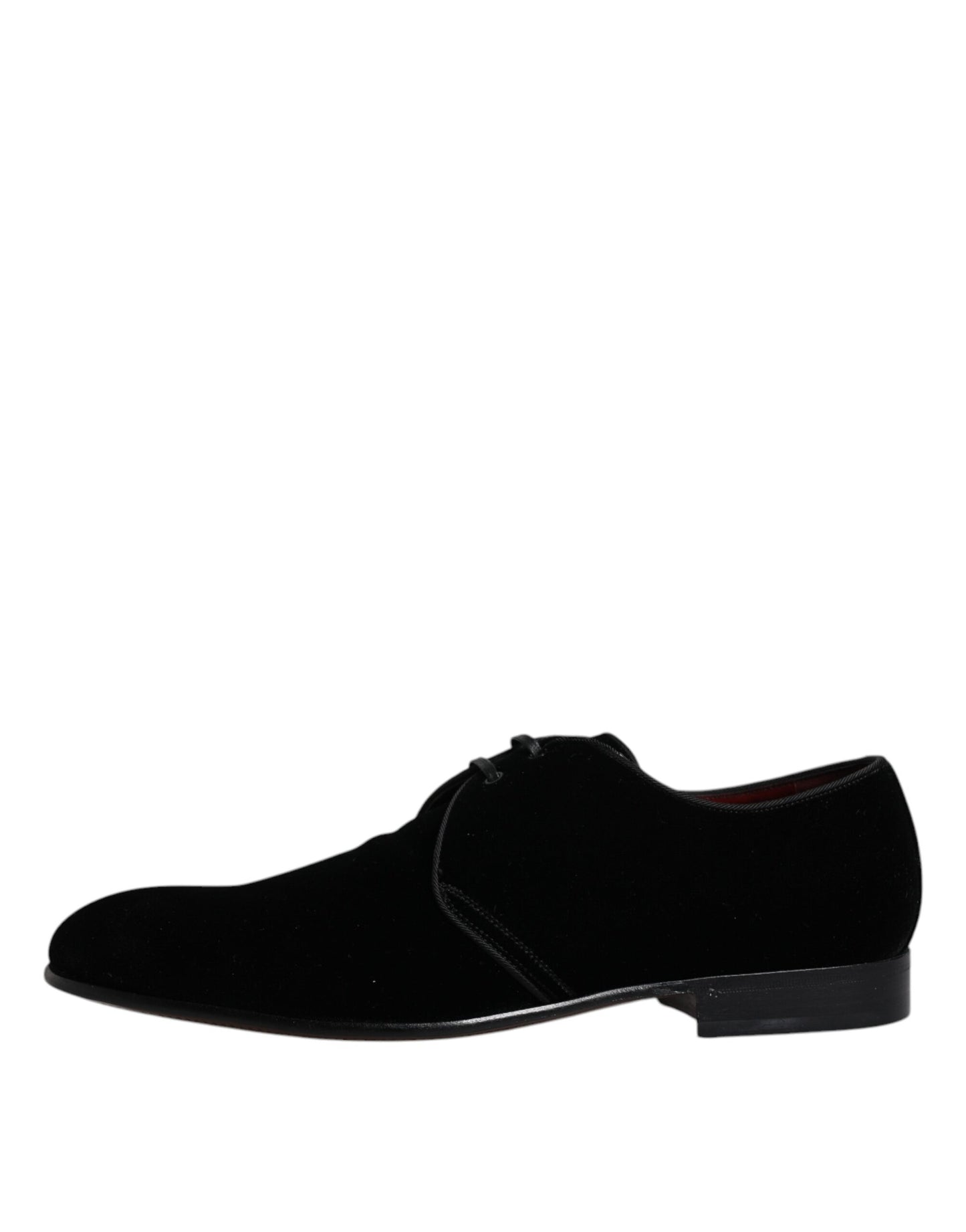 Dolce & Gabbana Black Velvet Leather Lace Up Men Derby Shoes