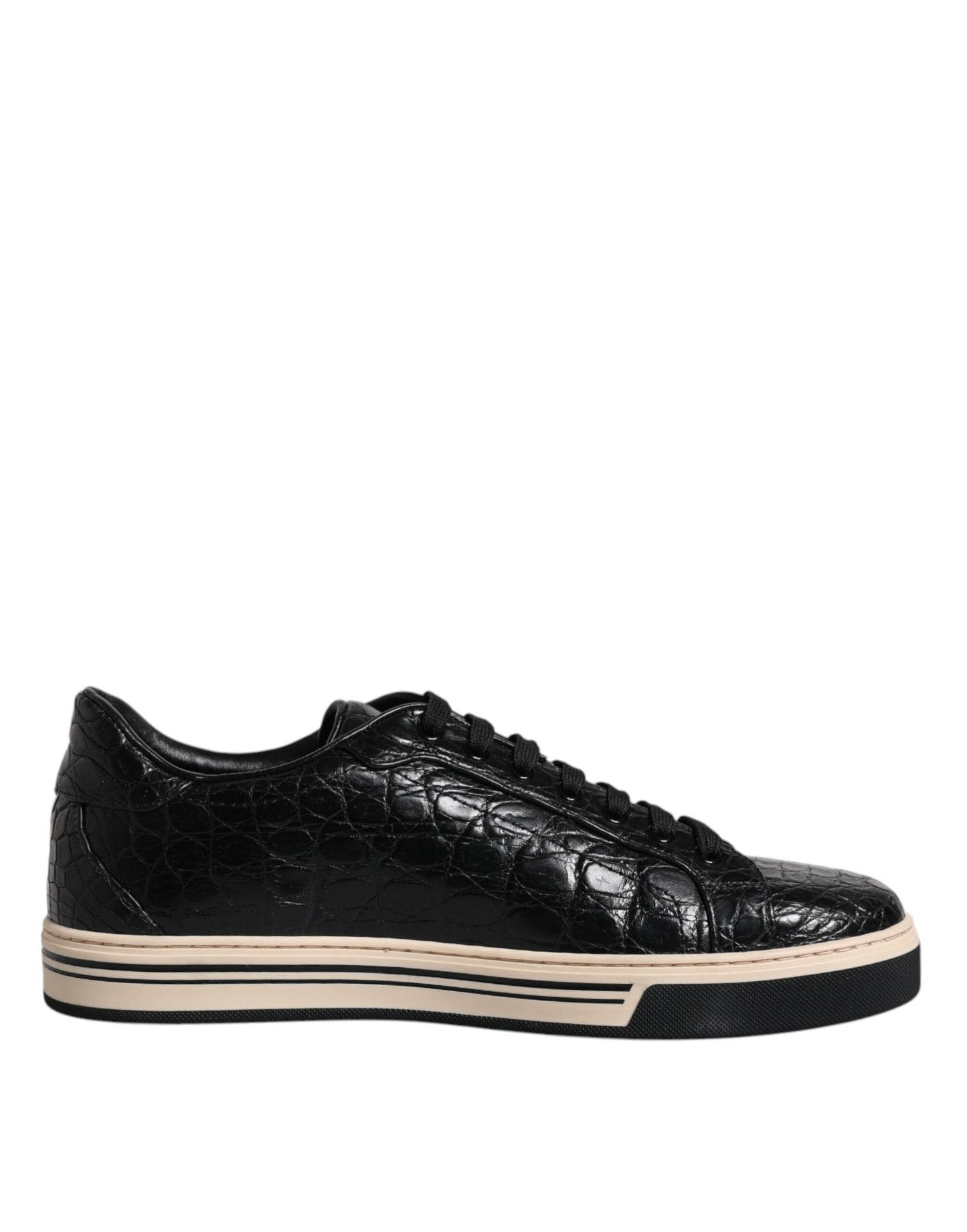 Dolce & Gabbana Black Leather Low Top Men Sneakers Shoes