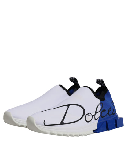 Dolce & Gabbana White Blue Low Top Sorrento Men Sneaker Shoes