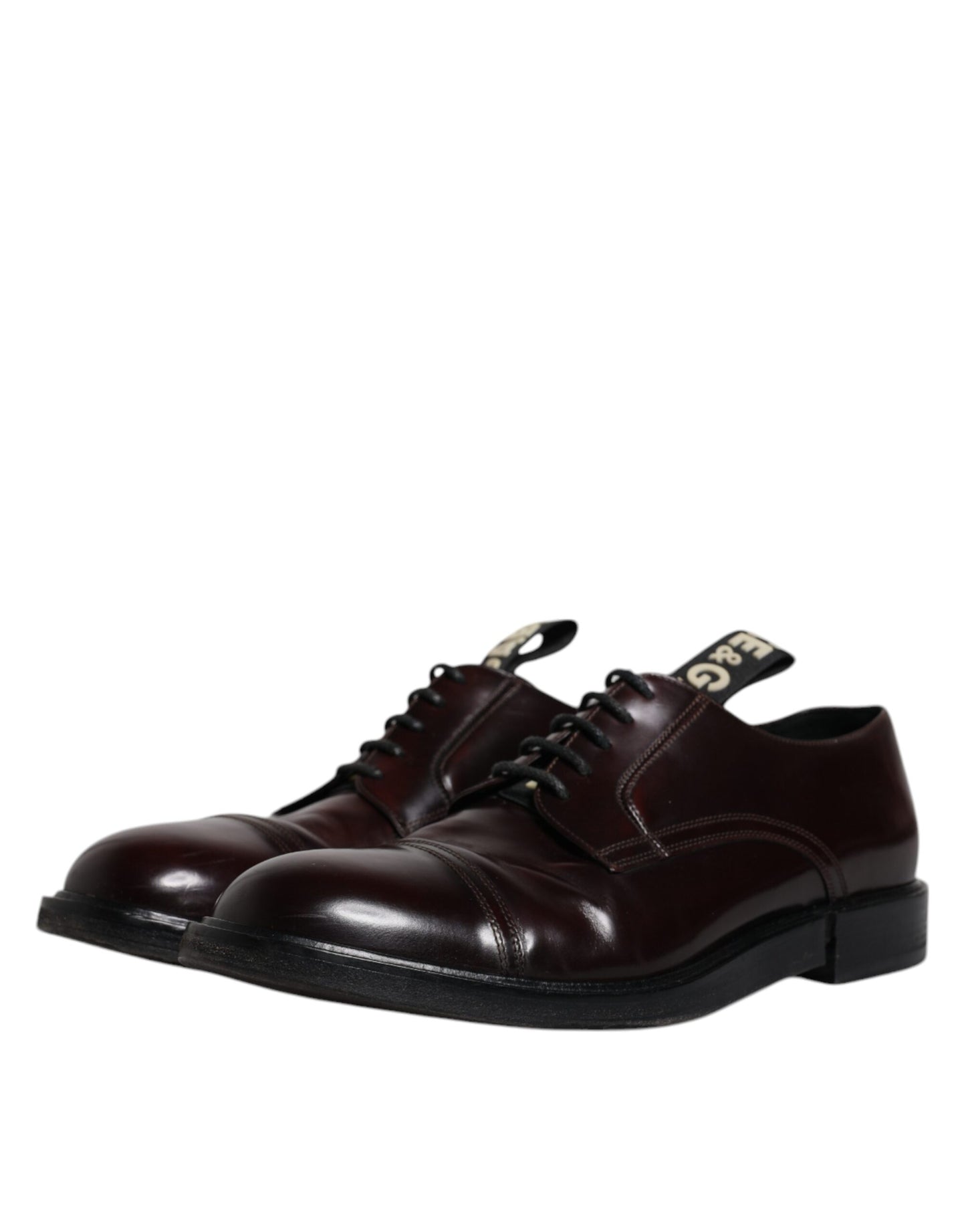 Dolce & Gabbana Bordeaux Leather Derby Formal Dress Shoes