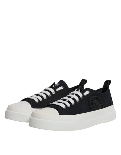 Dolce & Gabbana Black White Canvas Low Top Sneakers Shoes