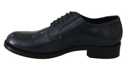 Dolce & Gabbana Elegant Blue Leather Derby Dress Shoes